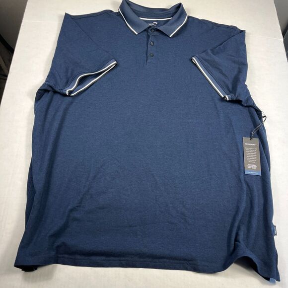 Kenneth Cole Technicole Polo Shirt Blue Short Sleeve Casual Preppy Top 4X NEW - Picture 1 of 10